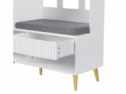 Outlet ModernLuxe Vestidor de entrada moderno - con 4 ganchos, 1 puerta y 2 cajones - con banco y estantes abiertos - Blanco