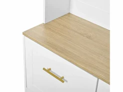 Online ModernLuxe Vestidor de entrada moderno 105x40x180cm - con 2 puertas - con mueble para zapatos y ganchos - estantes abiertos - + Natural Blanco