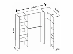 Vestidor de rincón Siles con cortina y cajones acabado , 205cm(alto) 214cm(ancho) 1