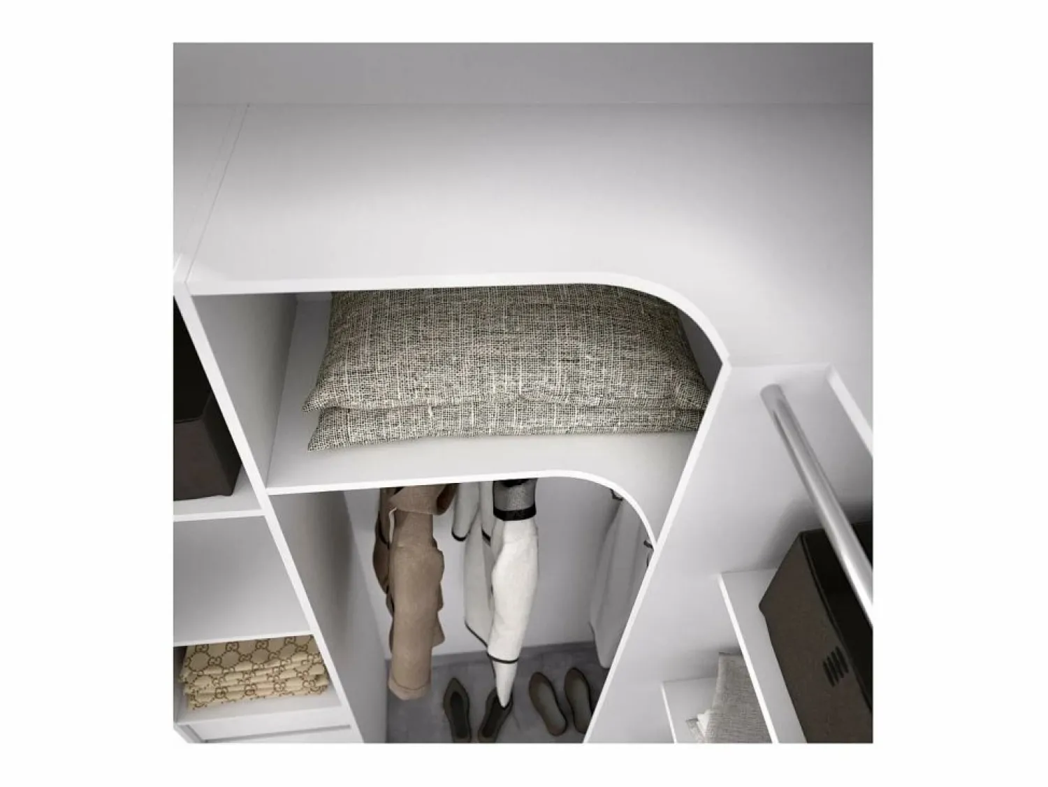 Online Vestidor de rincón Siles con cortina y cajones acabado , 205cm(alto) 234cm(ancho) 1 Blanco