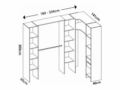 Online Vestidor de rincón Siles con cortina y cajones acabado , 205cm(alto) 234cm(ancho) 1 Blanco