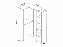 Vestidor de rincón-lineal Reus con estantes y cajón en , 187cm(alto) 137cm(ancho) Armario Abierto, Vestidor