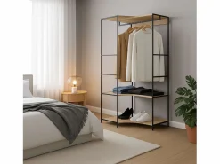 Vestidor esquinero 2 estantes 1 barra roble cambrian/negro 80x175 cm