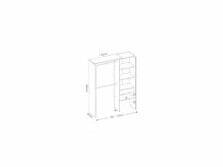 Outlet Vestidor Siles para dormitorio con cortina, 3 baldas y 1 cajon en color 205 cm(alto Armario Abierto, Vestidor