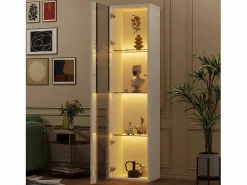 Clearance Vitrina 40×29×170 cm - iluminación LED multicolor con mando - divisiones de cristal - Vitrina