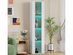 Clearance Vitrina 40×29×170 cm - iluminación LED multicolor con mando - divisiones de cristal - Vitrina