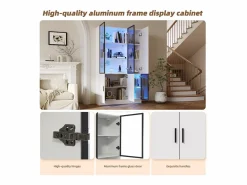 Best Vitrina 120×35×200 cm - puertas acristaladas - 6 puertas - con iluminación LED - paneles de partículas + vidrio templado - Vitrina