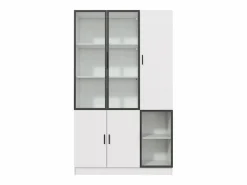Best Vitrina 120×35×200 cm - puertas acristaladas - 6 puertas - con iluminación LED - paneles de partículas + vidrio templado - Vitrina