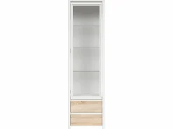 Discount Petits-Meubles Vitrina 1 puerta 2 cajones Soren Blanco y Madera Color natural claro / Blanco