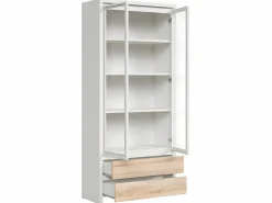 Petits-Meubles Vitrina 2 puertas 2 cajones Soren Blanco y Madera