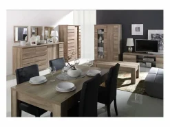 Discount Meublorama Vitrina 2 puertas correderas ROMI - Color roble dab canyon - 120 x 180 x 55 cm Marru00f3n