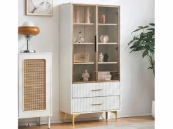 Online Vitrina 2 puertas de cristal - LED - 70 x 35 x 150 cm - Tablero de partículas - Vitrina