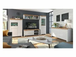 Discount Petits-Meubles Vitrina 3 puertas Hella Blanca y Madera Blanco