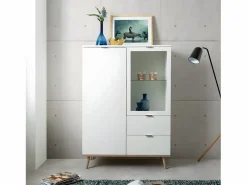 Online Calicosy Vitrina 2 puertas y 2 cajones - Al. 140 cm - Copenhague Blanco
