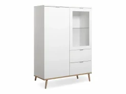 Online Calicosy Vitrina 2 puertas y 2 cajones - Al. 140 cm - Copenhague Blanco