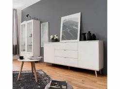 Online Calicosy Vitrina 2 puertas y 2 cajones - Al. 140 cm - Copenhague Blanco