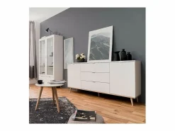 Online Calicosy Vitrina 2 puertas y 2 cajones - Al. 140 cm - Copenhague Blanco