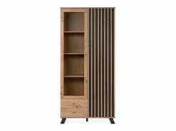 Discount Calicosy Vitrina 2 Puertas y 2 Cajones Decoración Roble L92 cm - Lublin Marru00f3n