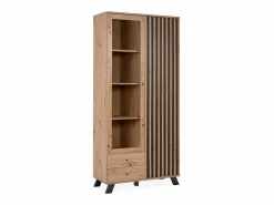 Discount Calicosy Vitrina 2 Puertas y 2 Cajones Decoración Roble L92 cm - Lublin Marru00f3n