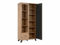 Discount Calicosy Vitrina 2 Puertas y 2 Cajones Decoración Roble L92 cm - Lublin Marru00f3n