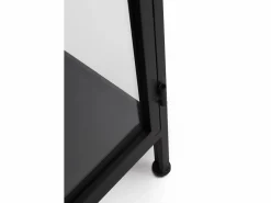 Outlet Vitrina alta puertas y laterales de cristal estructura metal negra Negro