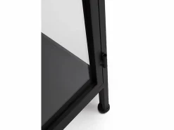 Outlet Vitrina alta puertas y laterales de cristal estructura metal negra Negro