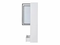 Hauss Spole Vitrina alta 80x34x180 cm blanca con cajón, puertas de cristal e iluminación LED