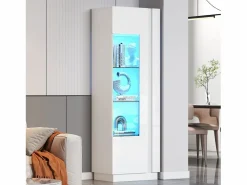 ModernLuxe Vitrina alto brillo 60×40×180 cm - con iluminación LED - 1 puerta -