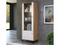 Clearance Les Tendances Vitrina artesanal Kidou roble y blanco mate 123 cm Multicolor