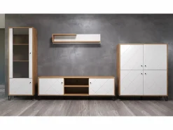 Clearance Les Tendances Vitrina artesanal Kidou roble y blanco mate 123 cm Multicolor
