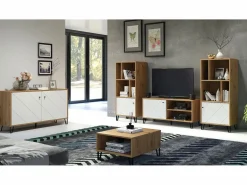 Clearance Les Tendances Vitrina artesanal Kidou roble y blanco mate 123 cm Multicolor
