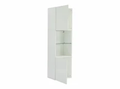 Hauss Spole Vitrina blanca alto brillo con 2 puertas y 1 estante de cristal, LED incluido - 45x35x160cm