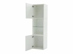 Hauss Spole Vitrina blanca alto brillo con 2 puertas y 1 estante de cristal, LED incluido - 45x35x160cm
