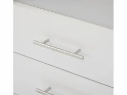 Clearance Vitrina blanca con iluminación LED, 60x35x180 cm, 3 cajones, estilo moderno, para salón y oficina Vitrina