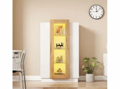 Hauss Spole Vitrina blanca 74x40x120cm con 3 puertas, 1 de ellas acrílica, estantes de cristal, LED incluido Blanco
