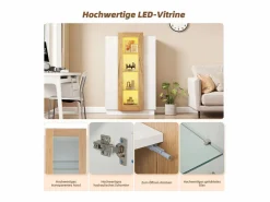 Sale Merax Vitrina brillante - 74 x 40 x 120 cm - con 3 puertas + LEDs + estantes de almacenamiento - Aglomerado + cristal templado - Blanco