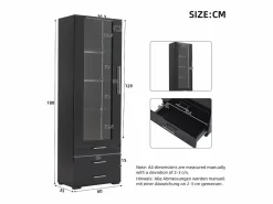 Outlet Vitrina brillante - con LED - 3 cajones y estantes - 60x35x180 cm - MDF - Vitrina