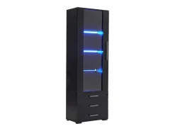 Outlet Vitrina brillante - con LED - 3 cajones y estantes - 60x35x180 cm - MDF - Vitrina