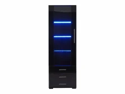 Outlet Vitrina brillante - con LED - 3 cajones y estantes - 60x35x180 cm - MDF - Vitrina