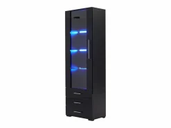 Outlet Vitrina brillante - con LED - 3 cajones y estantes - 60x35x180 cm - MDF - Vitrina