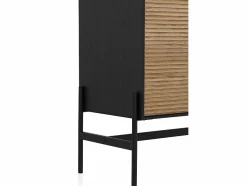 Vitrina chapada en madera de fresno color con puertas en natural
