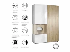 Best Vitrina Cómoda Morena, cuerpo en mate/ puerta derecha e inserción en de alto brillo Blanco