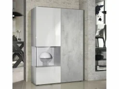 Online Vitrina Cómoda Morena, cuerpo en blanco mate/ puerta derecha e inserción con apariencia de óxido de hormigón Vitrina