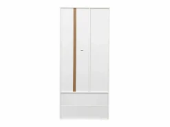 Hauss Spole Vitrina con 16 luces LED de colores, 2 cajones y 2 puertas, blanca.