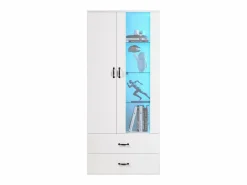 Discount ModernLuxe Vitrina con 2 puertas y 2 cajones y LED - Alto 180cm - Blanco