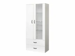 Discount ModernLuxe Vitrina con 2 puertas y 2 cajones y LED - Alto 180cm - Blanco