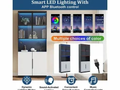 Best Vitrina con LED - 4 Puertas + 1 Hueco - Antivuelco - Color y Brillo Ajustable 80x30x200cm Vitrina