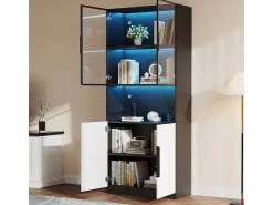 Best Vitrina con LED - 4 Puertas + 1 Hueco - Antivuelco - Color y Brillo Ajustable 80x30x200cm Vitrina