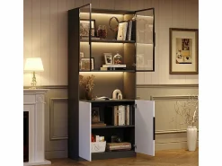 Best Vitrina con LED - 4 Puertas + 1 Hueco - Antivuelco - Color y Brillo Ajustable 80x30x200cm Vitrina