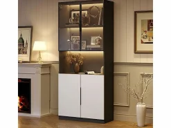 Best Vitrina con LED - 4 Puertas + 1 Hueco - Antivuelco - Color y Brillo Ajustable 80x30x200cm Vitrina
